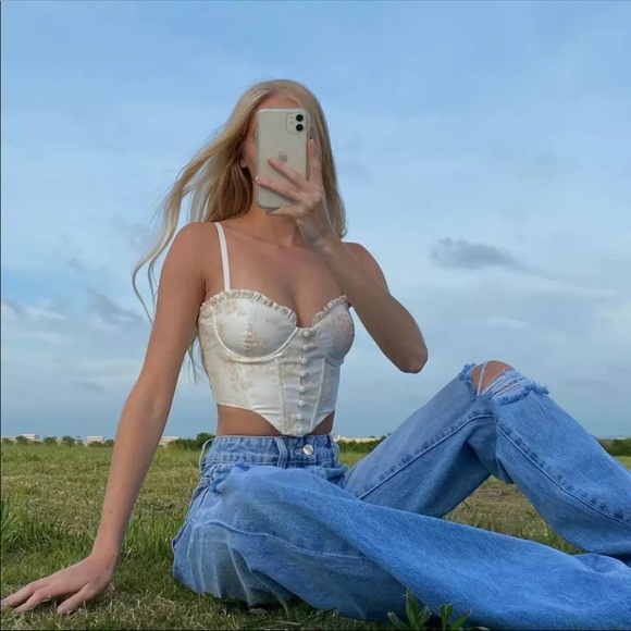 Blue and white floral corset top - Picture 5 of 6